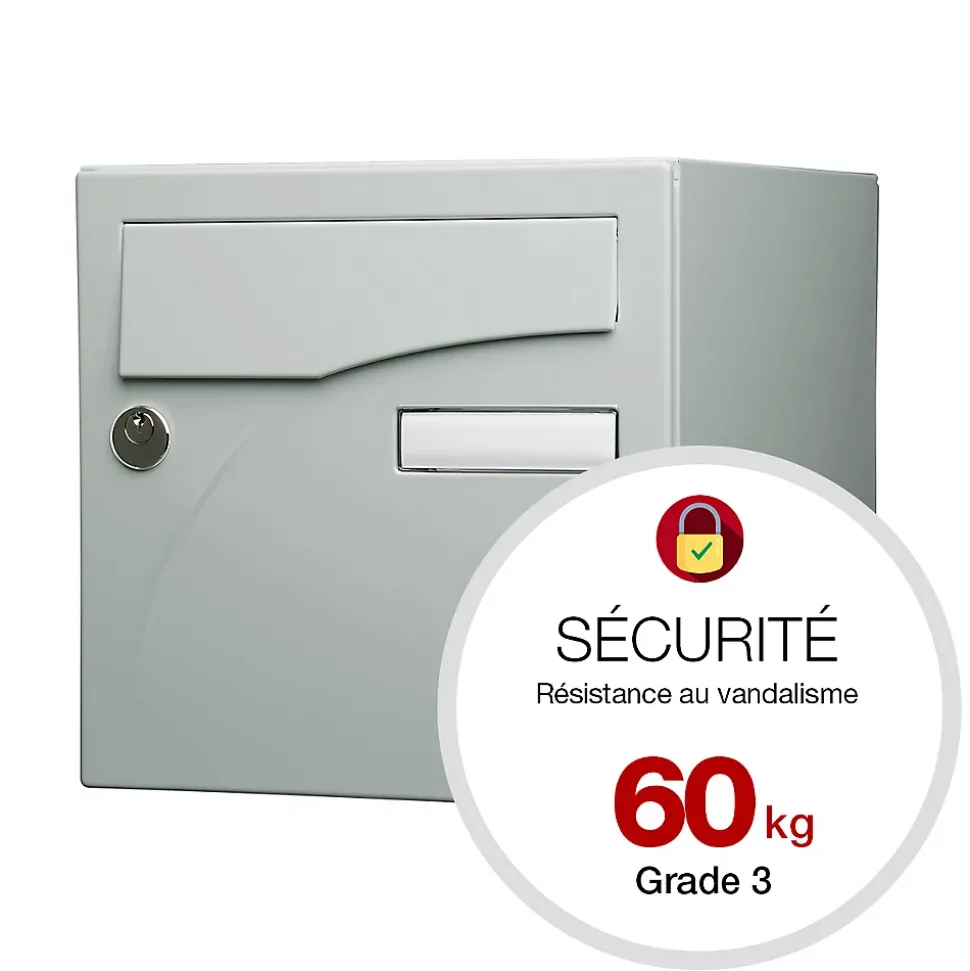 Boite aux lettres Préface 1 porte Gris polaire mat RAL 9006 M