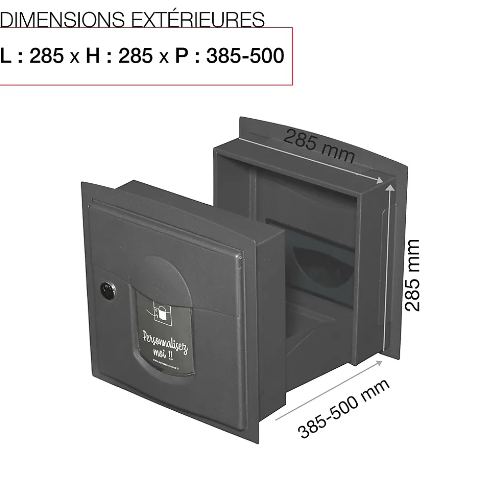 Boite aux lettres Soléa à encastrer 2 portes Gris anthracite REN 0206 MS