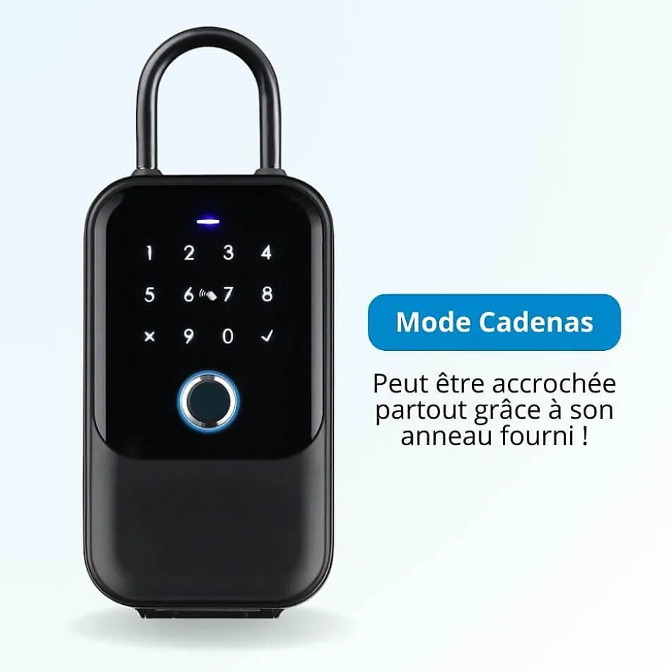 Boite à clé connectée locky box - code, badge, bluetooth, empreinte digitale