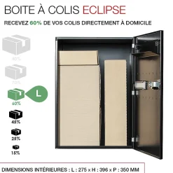 Boite à colis Eclipse 1 porte noir mat RAL 9005 M