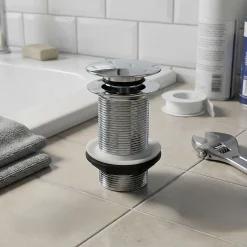 Bonde chromée quick-clac sans trop-plein 100mm pour vasque Flomasta