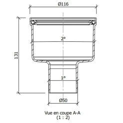 Bonde de douche sortie verticale WEDI pour écoulement linéaire