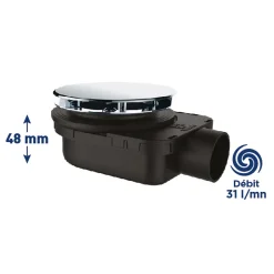 Bonde de douche ultra plate Valentin Smart Ø90mm