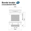 Bonde de lavabo à écoulement libre Ø 63 mm laiton Rousseau noir