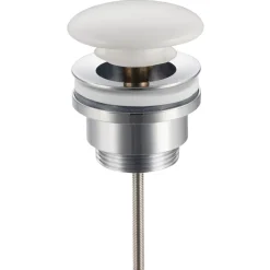 Bonde de lavabo en laiton Click-Clack modèle D universelle pour lavabo 1/4 de pouce avec tête en céramique blanche