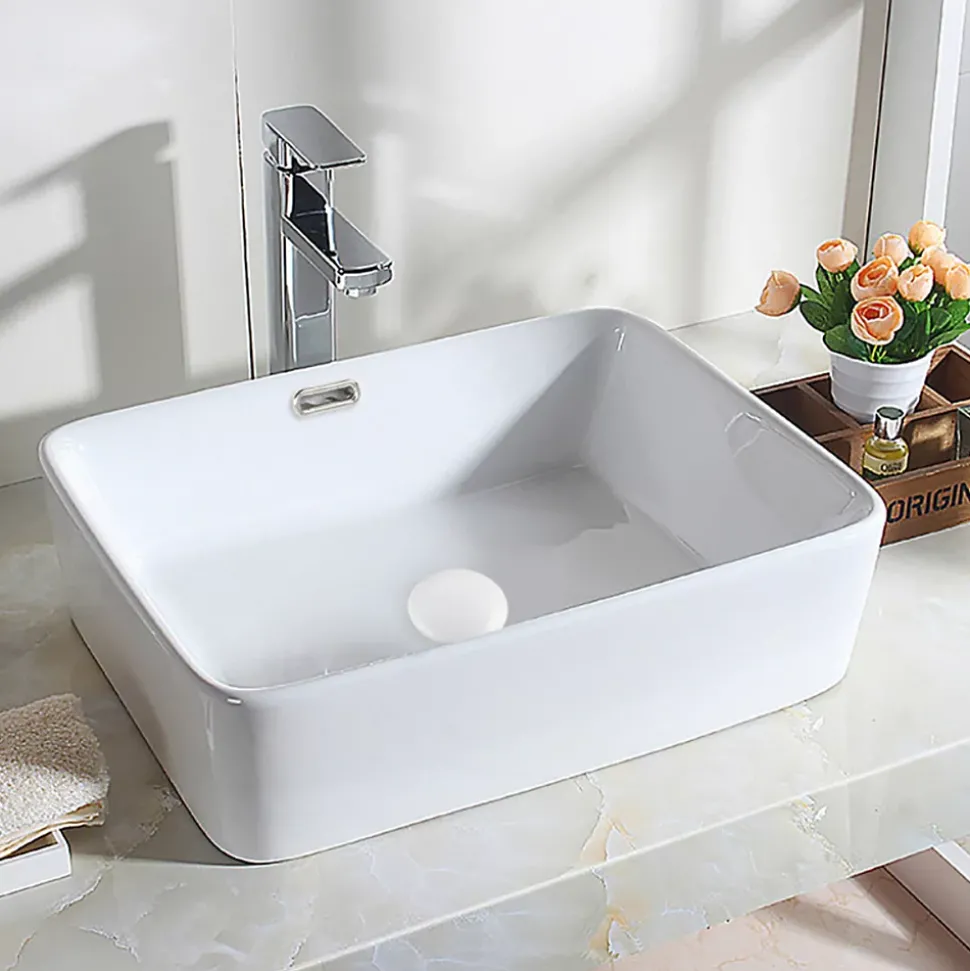 Bonde de lavabo en laiton Click-Clack modèle D universelle pour lavabo 1/4 de pouce avec tête en céramique blanche