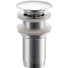 Bonde de lavabo en laiton Click-Clack modèle K LONG universelle pour lavabo 1/4 de pouce sans trop-plein chromée