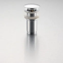 Bonde de lavabo en laiton Click-Clack modèle K LONG universelle pour lavabo 1/4 de pouce sans trop-plein chromée