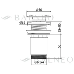 Bonde de lavabo en laiton Click-Clack modèle K LONG universelle pour lavabo 1/4 de pouce sans trop-plein chromée