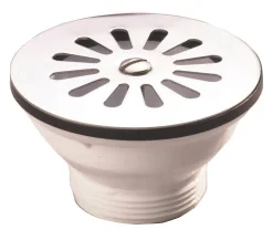 Bonde et vidage plastique à grille pour éviers et synthèse - Diamètre extérieur: 84 mm - Sortie: 1"1/2 - Perçage cuve: 60 mm - BL