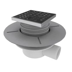 Bonde horizontale DINO pour receveurs à carreler avec grille en acier inoxydable