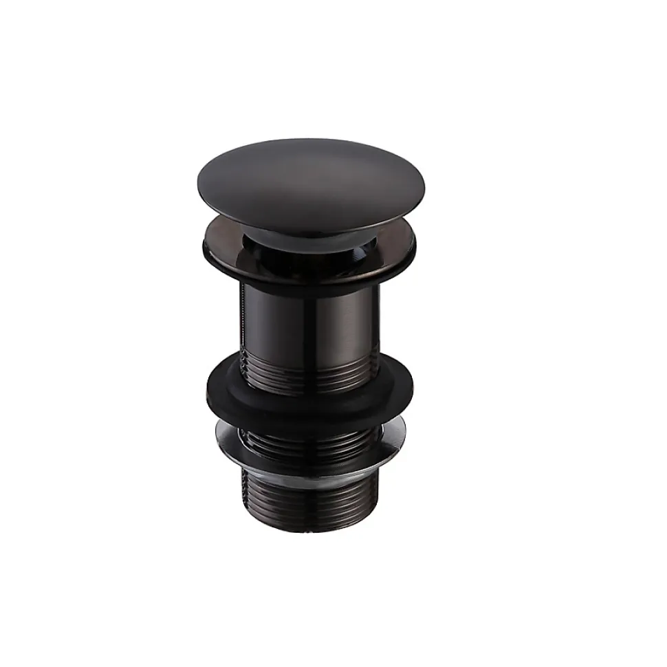 Bonde lavabo noir mat pour vasques sans trop-plein