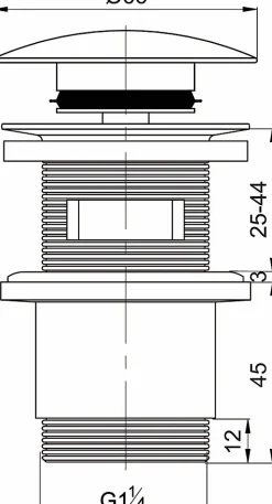 Bonde Quick-clac avec trop plein pour lavabo encastré Black Touch H. 73 à 92 mm x ø66 mm