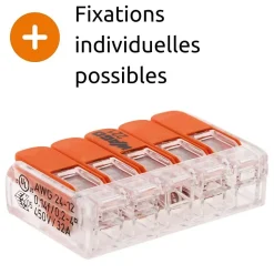 Borne de raccordement S221 5 conducteurs - leviers 4mm² - Wago