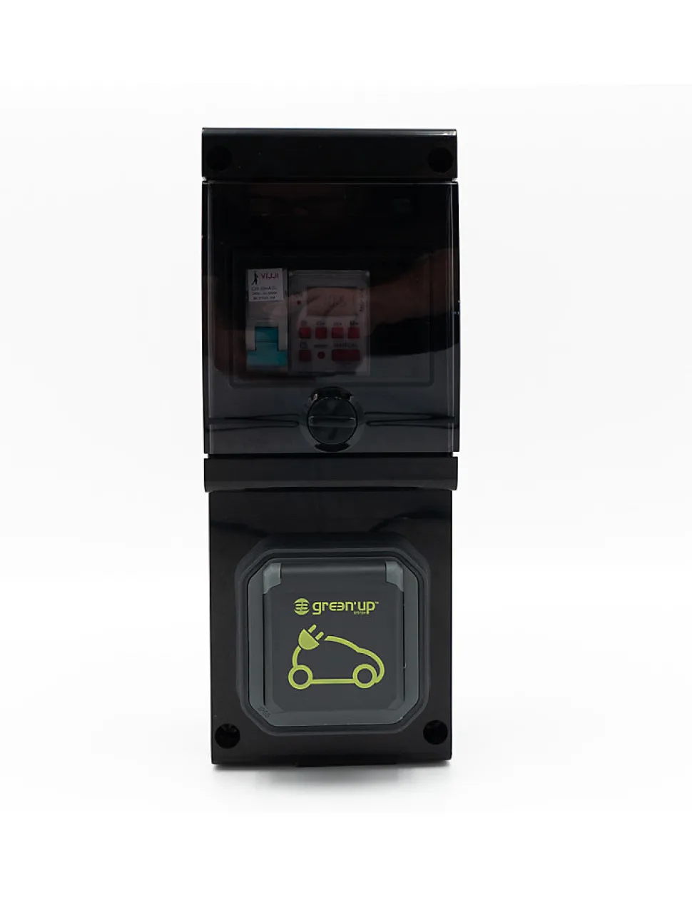 Borne De Recharge Avec Horloge équipée D'une Prise Green'up Complète Avec Protections