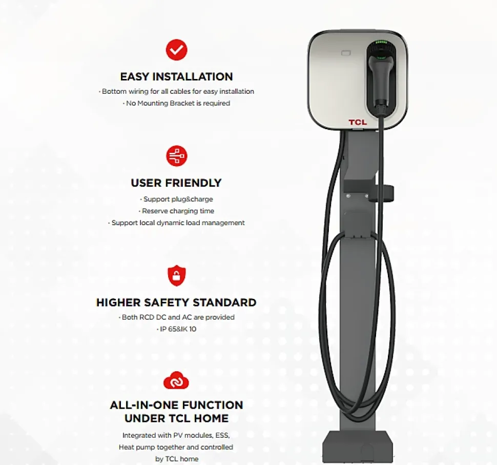 Borne de recharge intelligente TCL 7kW Connectivité Wi-Fi Ethernet Type 2