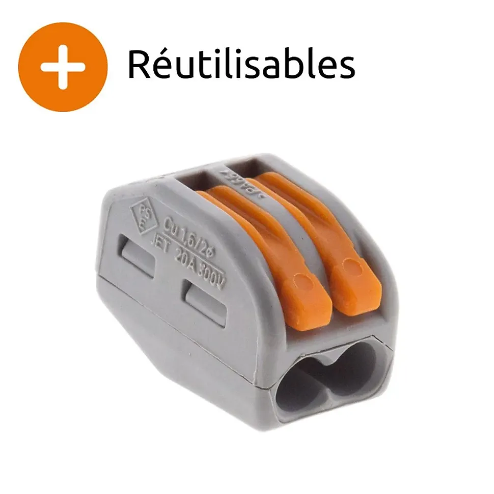 Borne rapide automatique à cliquet S222 - 2 entrées - Wago