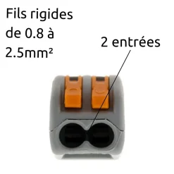 Borne rapide automatique à cliquet S222 - 2 entrées - Wago