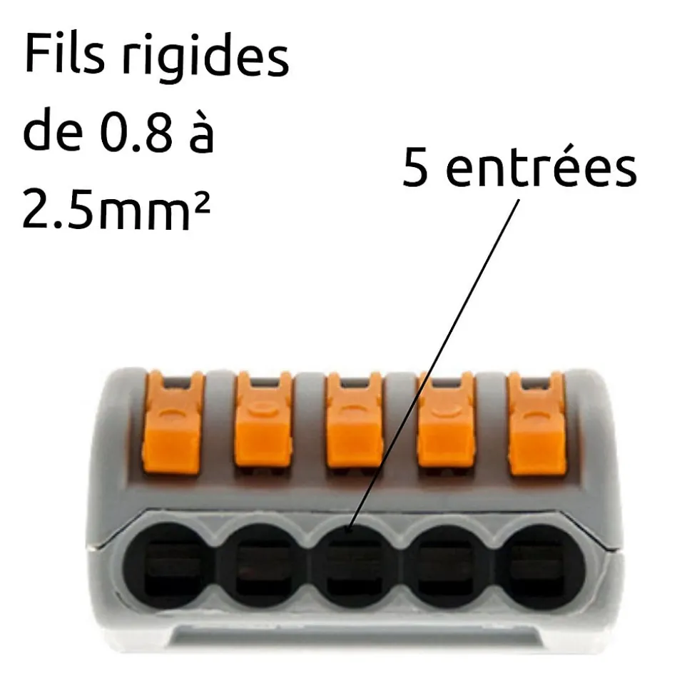 Borne rapide automatique à cliquet S222 - 5 entrées - Wago