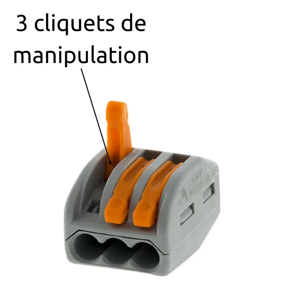 Borne rapide automatique à cliquet S222 - 3 entrées - Wago