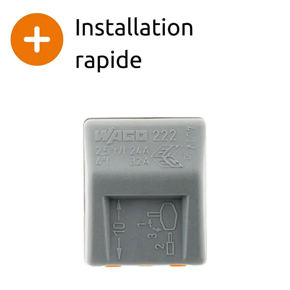 Borne rapide automatique à cliquet S222 - 3 entrées - Wago