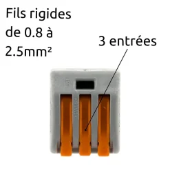 Borne rapide automatique à cliquet S222 - 3 entrées - Wago