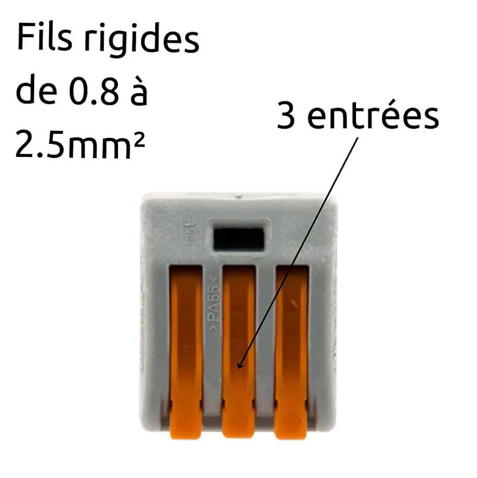 Borne rapide automatique à cliquet S222 - 3 entrées - Wago