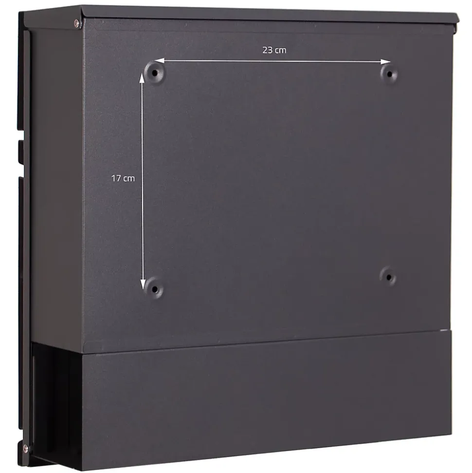 Boîte aux lettres anthracite/bois naturel avec support argenté acier inoxydable