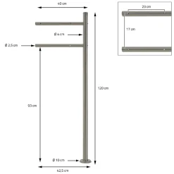 Boîte aux lettres anthracite/bois naturel avec support argenté acier inoxydable