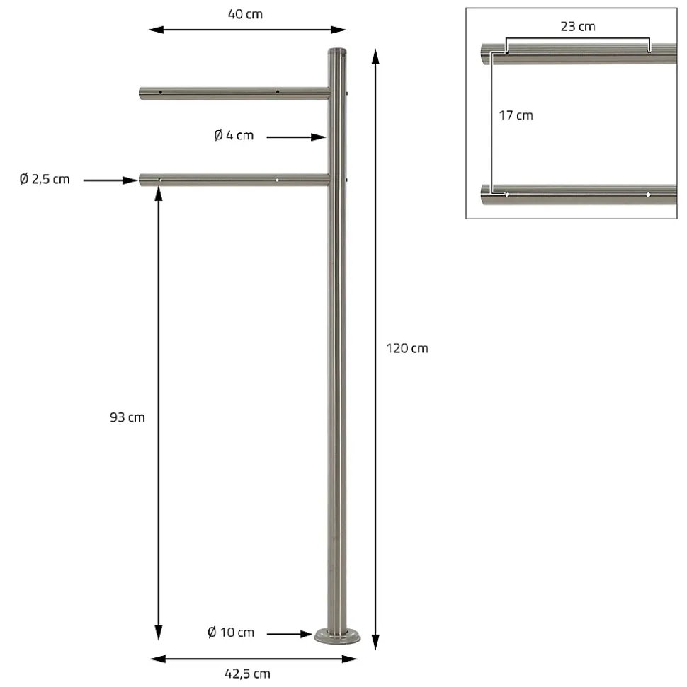 Boîte aux lettres anthracite/bois naturel avec support argenté acier inoxydable