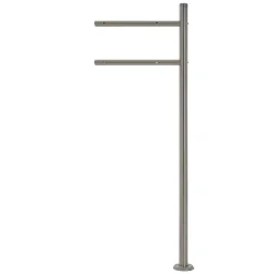Boîte aux lettres anthracite / imitation bois avec support argenté en acier