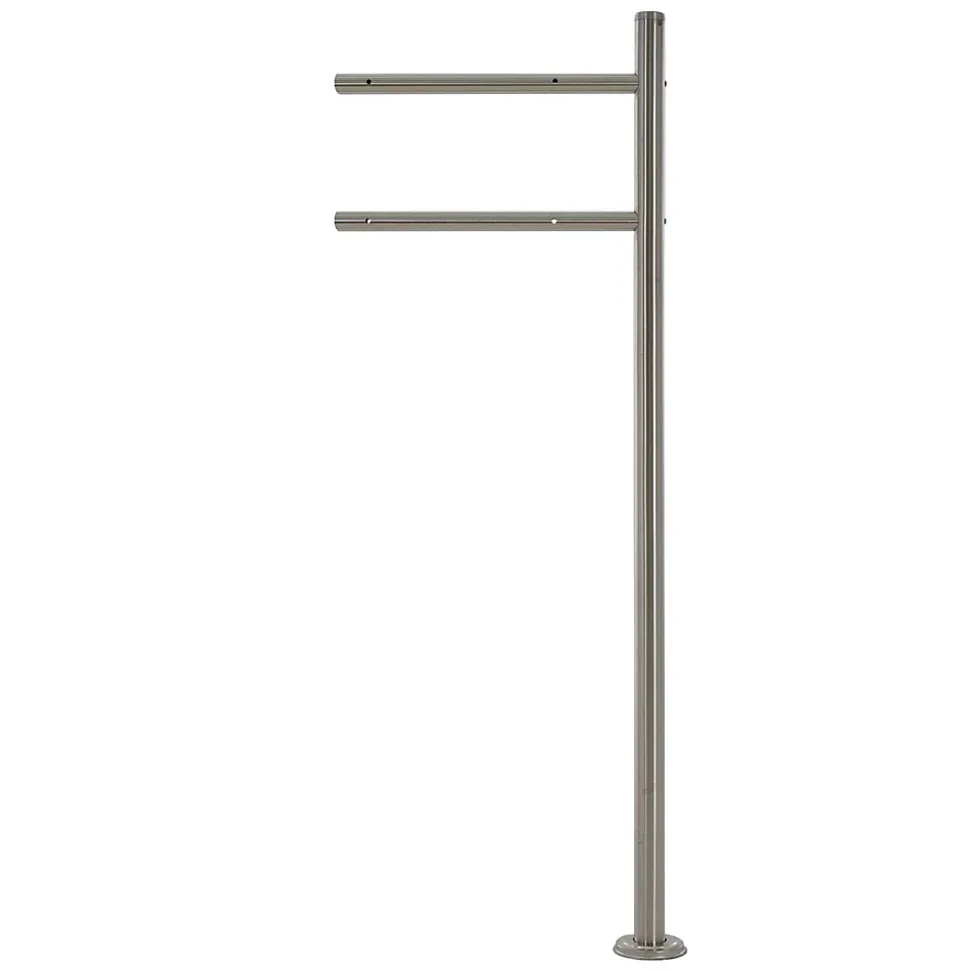 Boîte aux lettres anthracite / imitation bois avec support argenté en acier