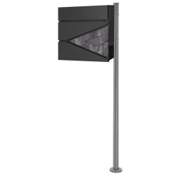 Boîte aux lettres anthracite / triangle noir aspect marbre avec support argenté