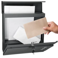 Boîte aux lettres avec compartiment à journaux au support poteau anthracite