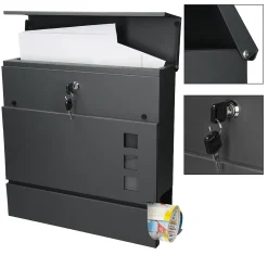 Boîte aux lettres avec compartiment à journaux au support poteau anthracite