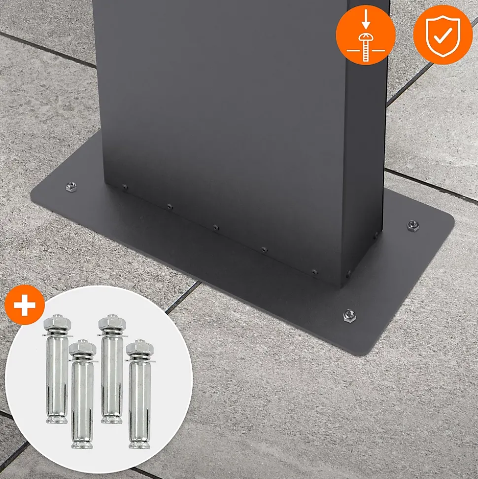 Boîte aux lettres avec support mailbox anthracite moderne avec 2 clés incluses