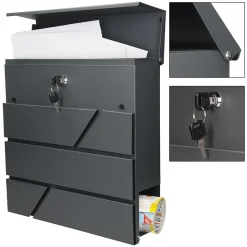 Boîte aux lettres avec support mailbox anthracite moderne avec 2 clés incluses