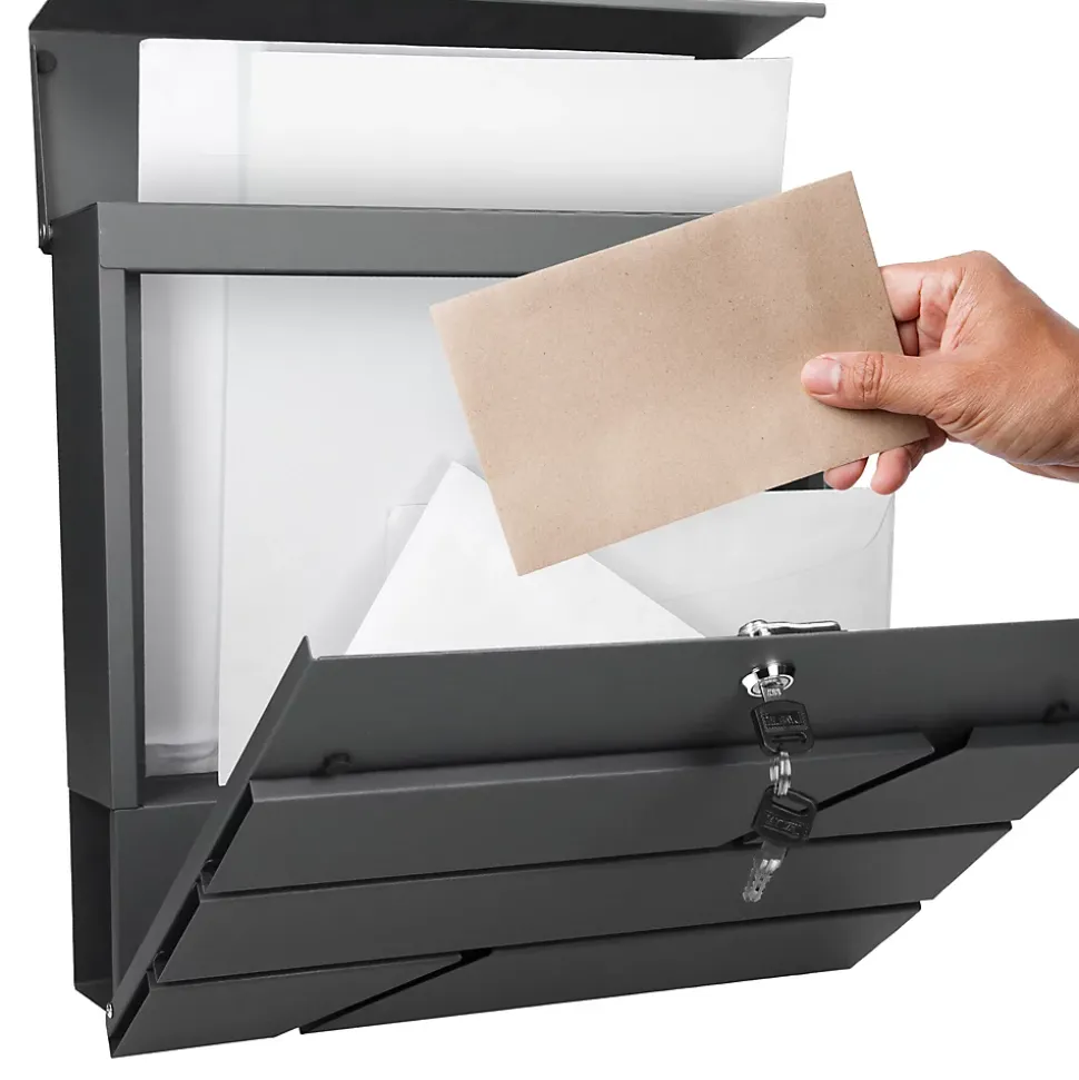 Boîte aux lettres avec support mailbox anthracite moderne avec 2 clés incluses
