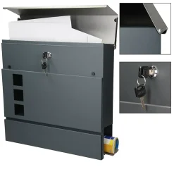 Boîte aux lettres avec support boîte postale anthracite/argent sur pieds +2 clés