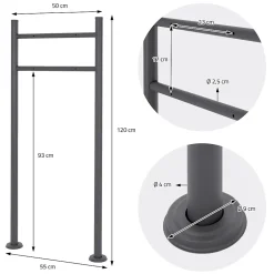 Boîte aux lettres avec support boîte postale anthracite/argent sur pieds +2 clés