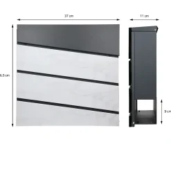 Boîte aux lettres en acier optique marbre blanc murale moderne + 2 clés inclus
