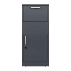 Boîte aux lettres gris avec espace colis en acier galvanisé et serrure papillon