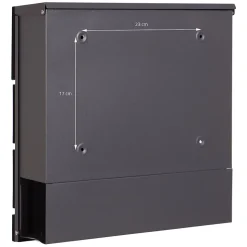 Boîte aux lettres murale anthracite design bois avec 2 clés inclus 11x37x26,5 cm