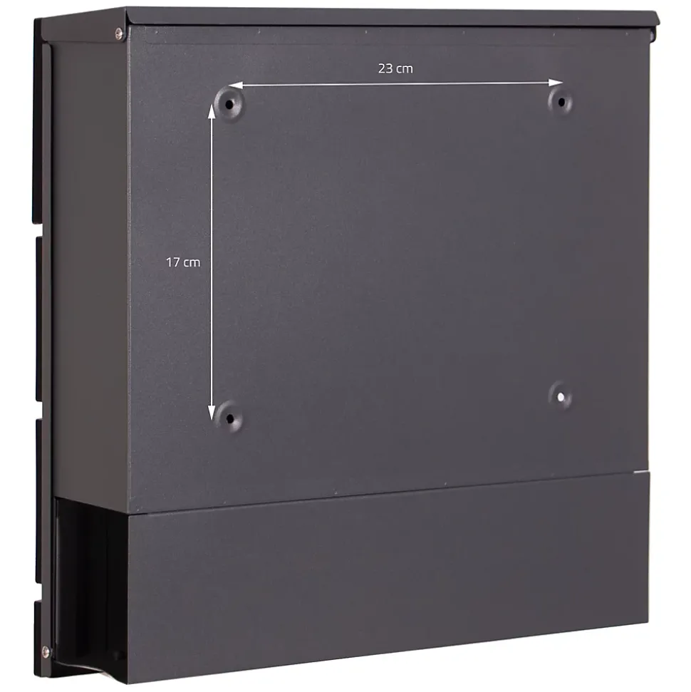 Boîte aux lettres murale anthracite design bois avec 2 clés inclus 11x37x26,5 cm