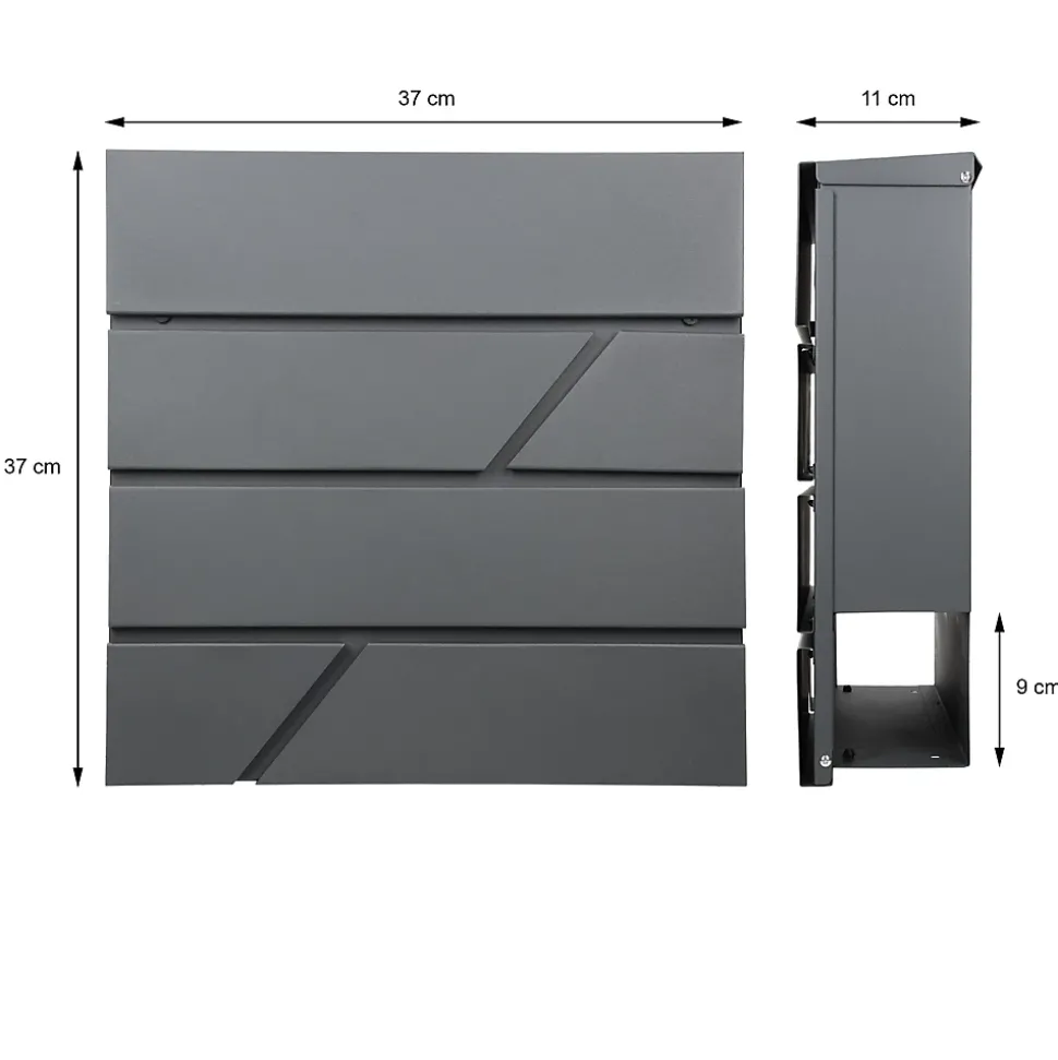 Boîte aux lettres murale anthracite avec 2 clés compartiment à journaux postale