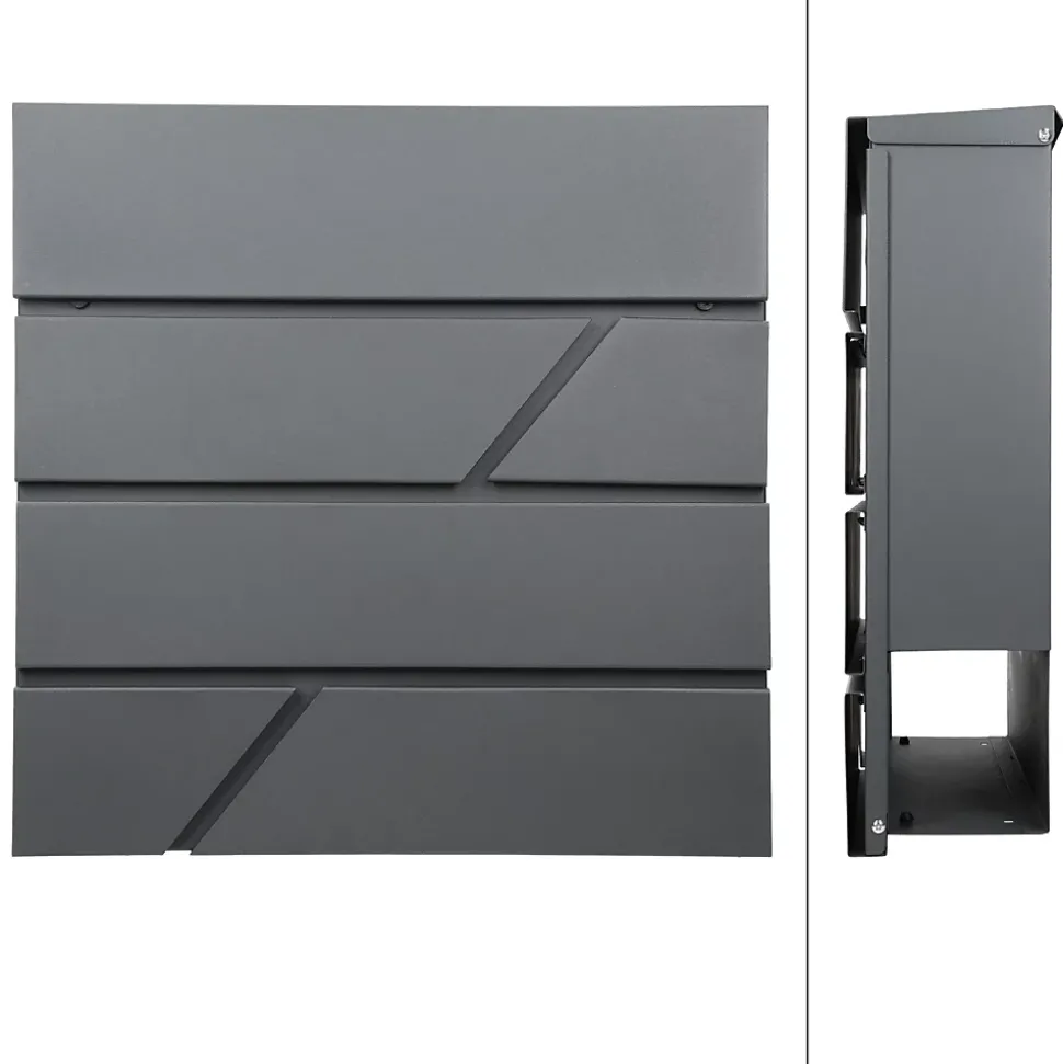 Boîte aux lettres murale anthracite avec 2 clés compartiment à journaux postale