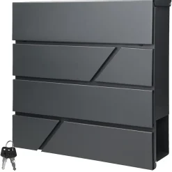 Boîte aux lettres murale anthracite avec 2 clés compartiment à journaux postale