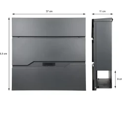 Boîte aux lettres murale anthracite avec 2 clés compartiment à journaux moderne