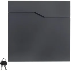 Boîte aux lettres murale en acier anthracite avec rouleau à journaux 37x37x11 cm