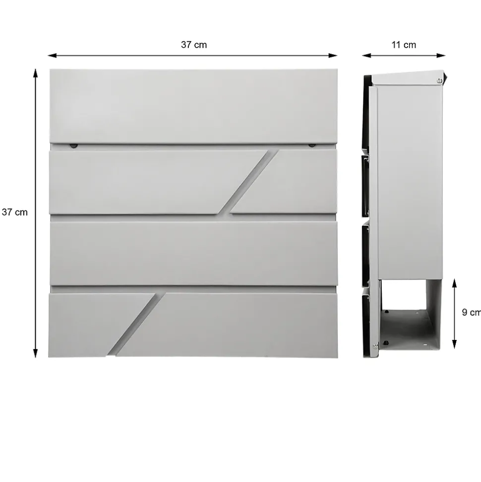 Boîte aux lettres murale gris clair avec 2 clés compartiment à journaux postale